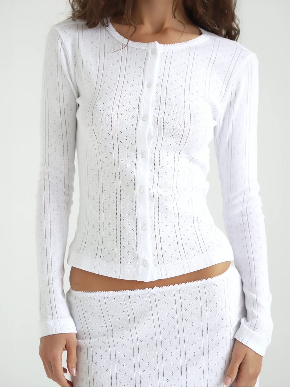 Cou Cou Intimates The Cardigan White Cotton Pointelle